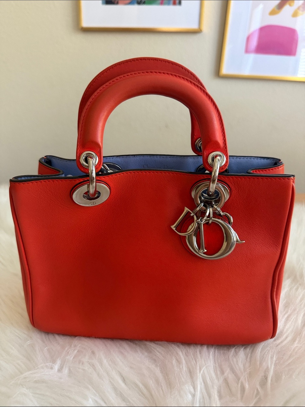 Christian Dior DIORISSIMO Mini Orange Leather Bag - Logo Charm -Detachable Strap
